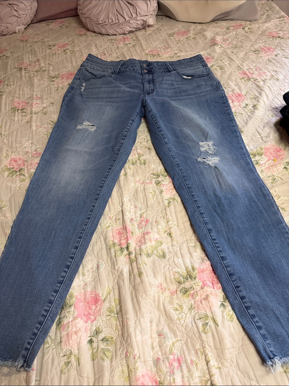 Maurices Light Blue Distressed Skinny Jeans